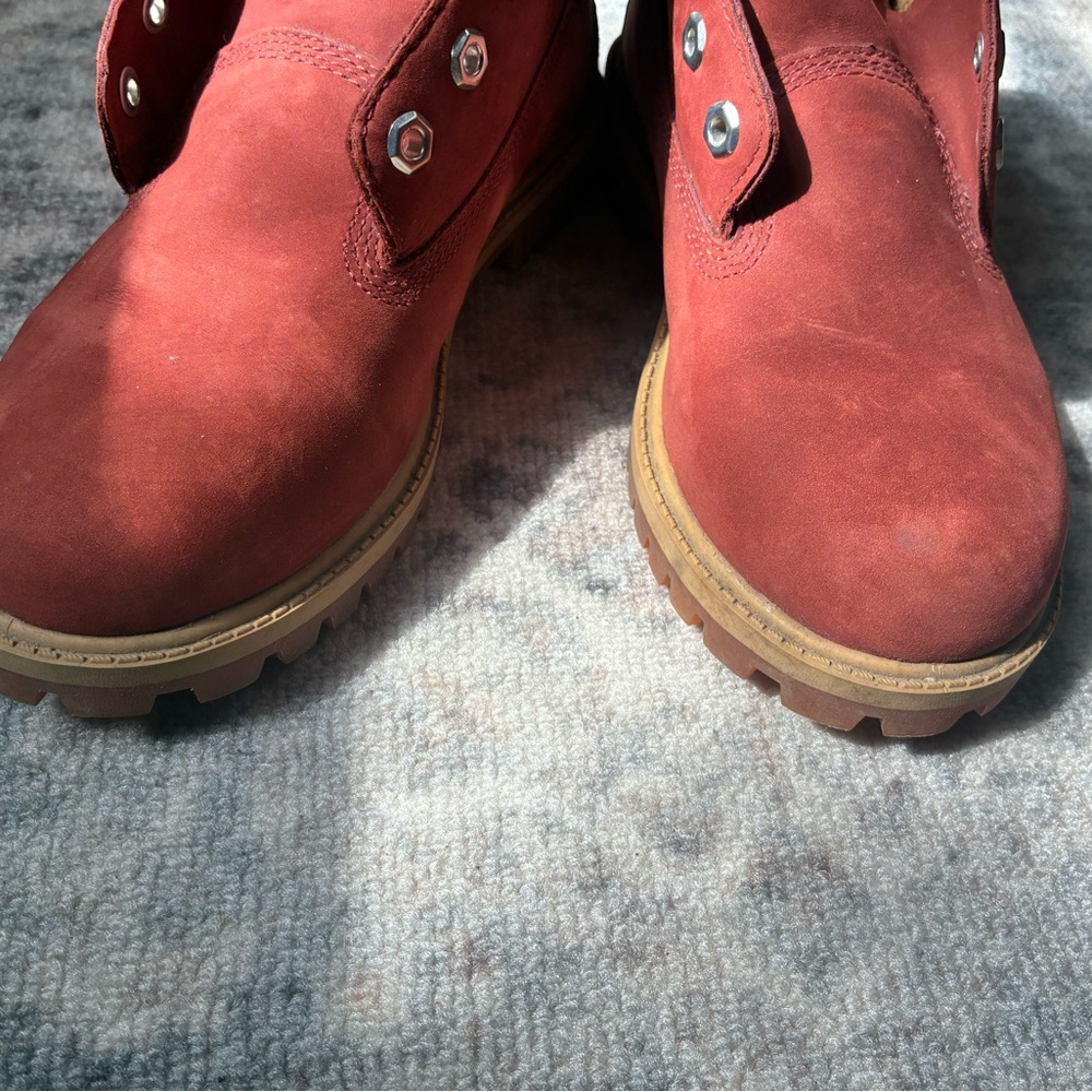 Timberland Suede Lace-Up Hiking Outdoor Boots in Burgundy Kids Size 4 (No laces) - Picture 7 of 16